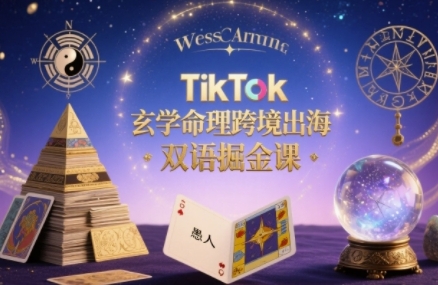 TikTok玄学命理跨境出海双语掘金课，手把手教你用命理知识精准直击海外用户痛点-菜菜网创