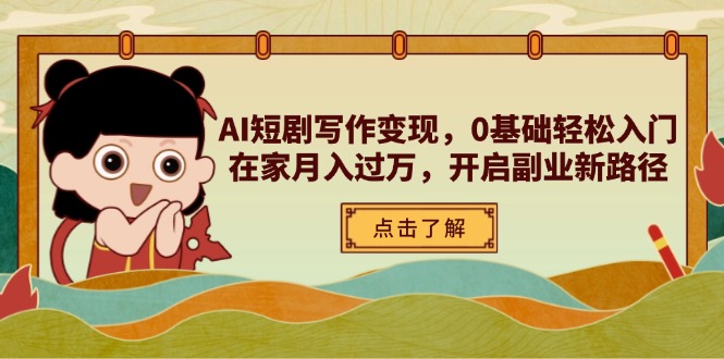 AI短剧写作变现，0基础轻松入门，在家月入过万，开启副业新路径-菜菜网创