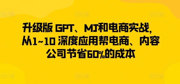 升级版 GPT、MJ和电商实战，从1~10 深度应用帮电商、内容公司节省60%的成本-菜菜网创
