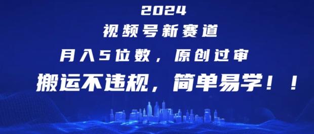 2024视频号新赛道，月入5位数+，原创过审，搬运不违规，简单易学【揭秘】-菜菜网创