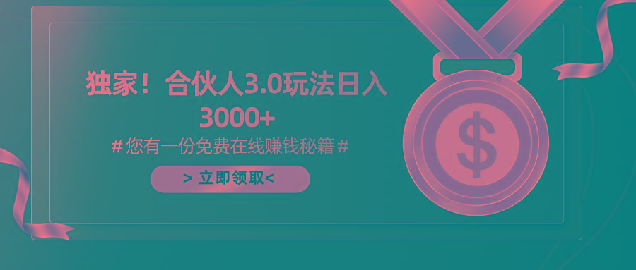 游戏合伙人3.0，日入3000+，无限扩大的蓝海项目-菜菜网创