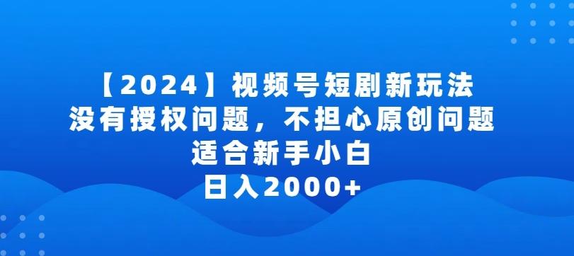 2024视频号短剧玩法，没有授权问题，不担心原创问题，适合新手小白，日入2000+【揭秘】-菜菜网创