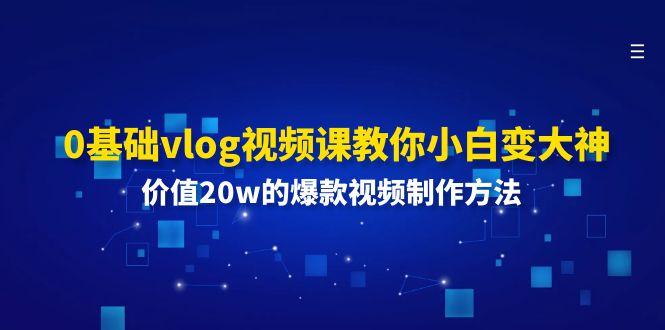 0基础vlog视频课教你小白变大神：价值20w的爆款视频制作方法-菜菜网创