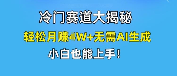 冷门赛道大揭秘，轻松月赚1W+无需AI生成，小白也能上手【揭秘】-菜菜网创
