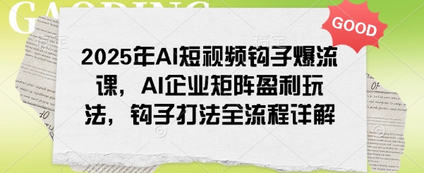 2025年AI短视频钩子爆流课，AI企业矩阵盈利玩法，钩子打法全流程详解-菜菜网创