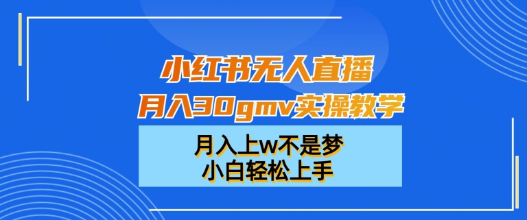 小红书无人直播月入30gmv实操教学，月入上w不是梦，小白轻松上手【揭秘】-菜菜网创