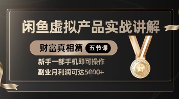 精品！闲鱼虚拟产品实战讲解，新手一部手机即可操作，副业月利润可达5k+-菜菜网创