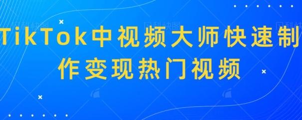 TikTok中视频大师快速制作变现热门视频-菜菜网创