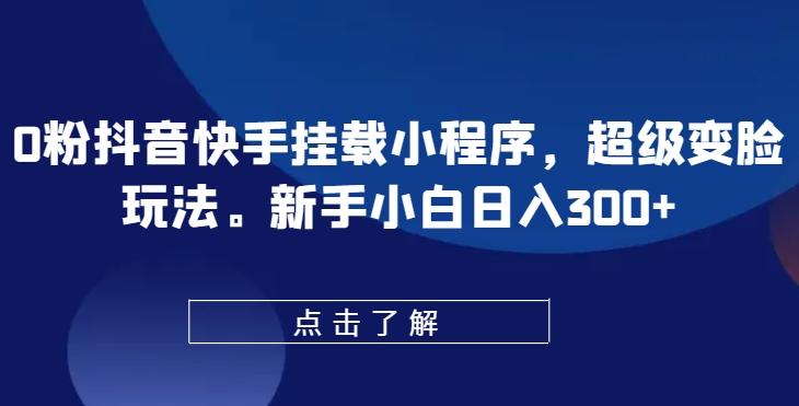 0粉抖音快手挂载小程序，超级变脸玩法，新手小白日入300+【揭秘】-菜菜网创