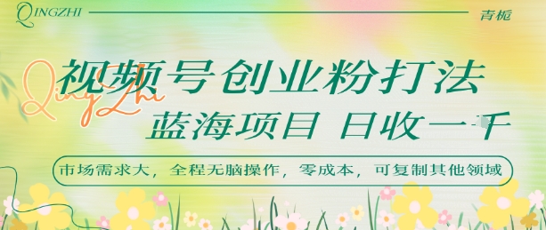 视频号创业粉打法，日入1k，蓝海项目，市场需求大，全程无脑操作，可复制-菜菜网创