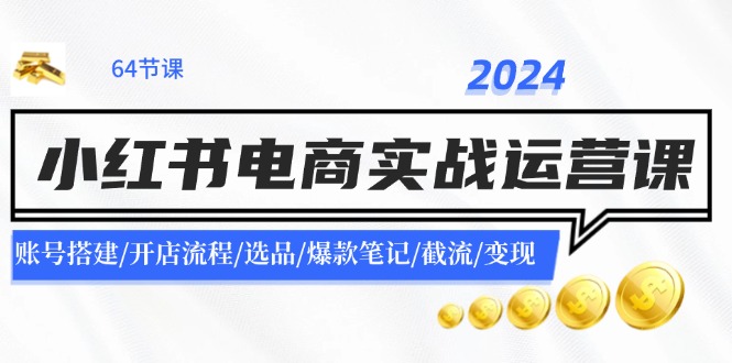 2024小红书电商实战运营课：账号搭建/开店流程/选品/爆款笔记/截流/变现-菜菜网创