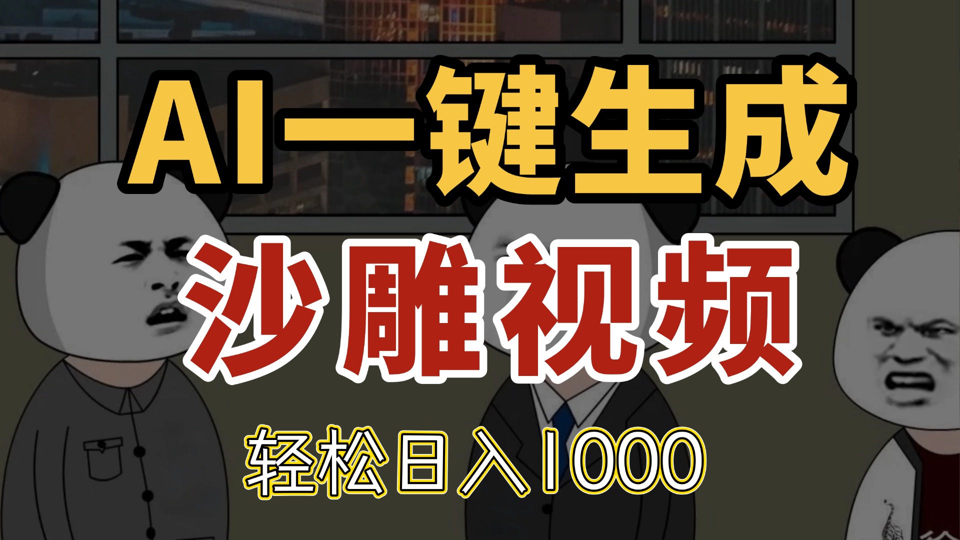 AI一键生成沙雕视频，一条视频千万播放，轻松日入1000-菜菜网创