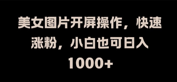 美女图片开屏操作，快速涨粉，小白也可日入1k【揭秘】-菜菜网创