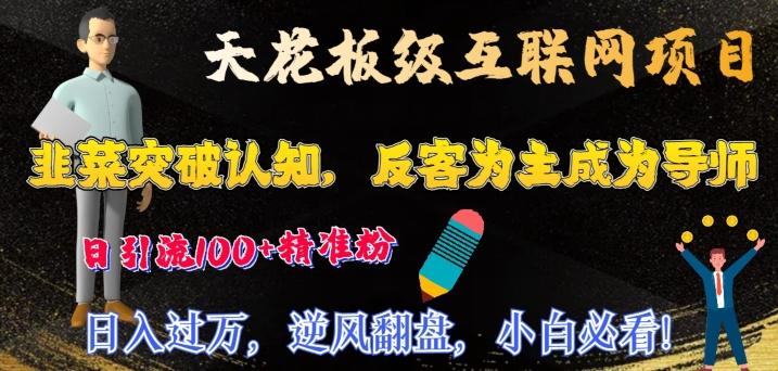 天花板级互联网项目，韭菜突破认知，反客为主成为导师，日引流100+精准粉-菜菜网创