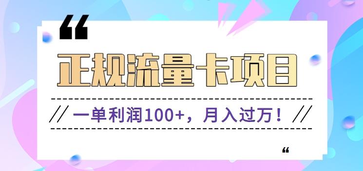 正规手机流量卡项目，一单利润100+，月入过万！人人可做(推广技术+正规渠道)-菜菜网创