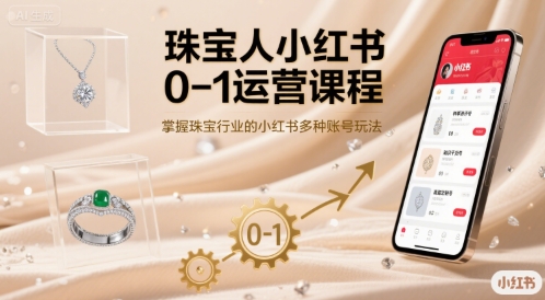 珠宝人小红书0-1运营课程，掌握珠宝行业的小红书多种账号玩法-菜菜网创
