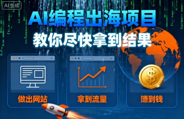 AI编程出海项目，教你尽快拿到结果-做出网站、拿到流量、賺到钱-菜菜网创