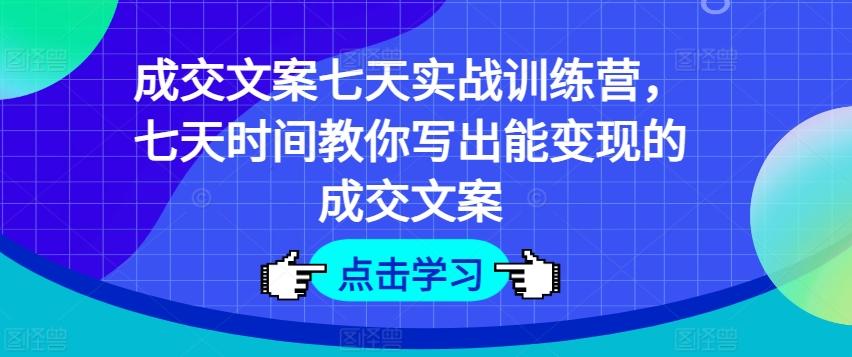 成交文案七天实战训练营，七天时间教你写出能变现的成交文案-菜菜网创