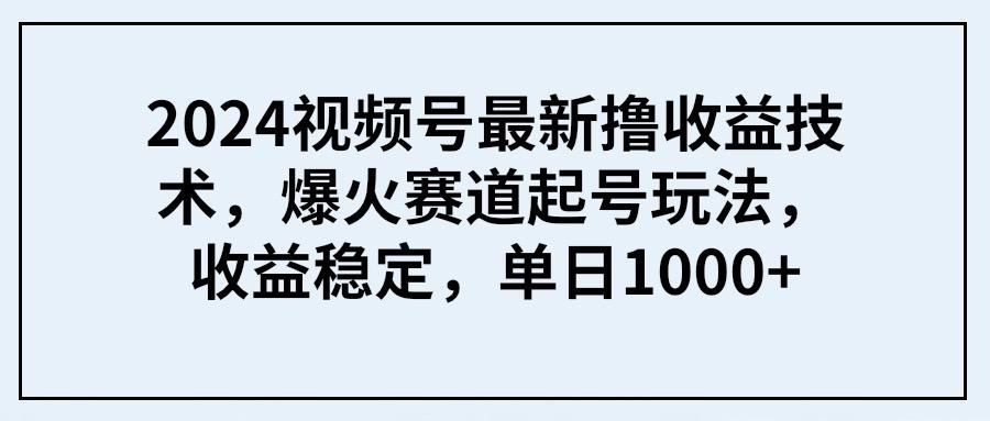 (9651期) 2024视频号最新撸收益技术，爆火赛道起号玩法，收益稳定，单日1000+-菜菜网创