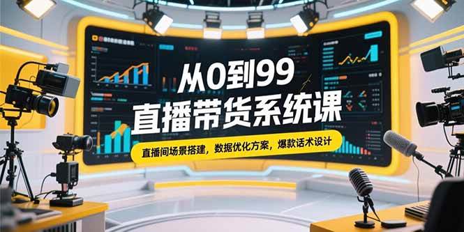 （15362期）从0到99直播带货系统课，直播间场景搭建，数据优化方案，爆款话术设计-菜菜网创