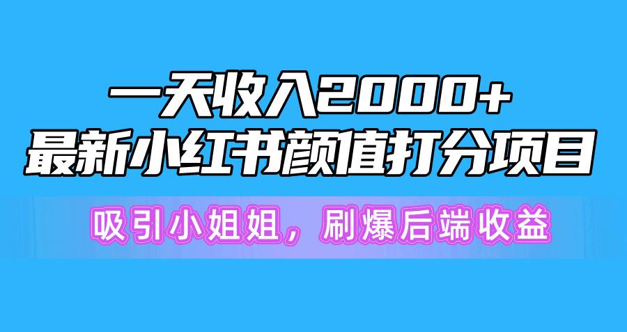 一天收入2000+，最新小红书颜值打分项目，吸引小姐姐，刷爆后端收益-菜菜网创