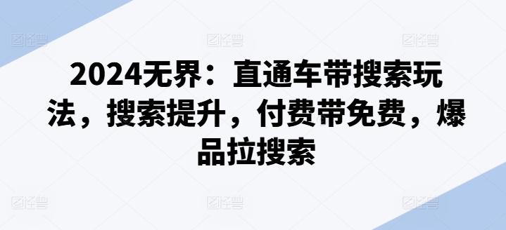 2024无界：直通车带搜索玩法，搜索提升，付费带免费，爆品拉搜索-菜菜网创