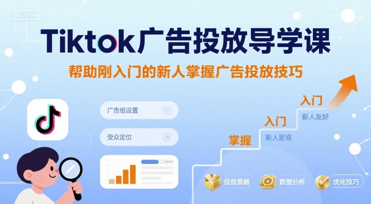 Tiktok广告投放导学课，帮助刚入门的新人掌握广告投放技巧-菜菜网创