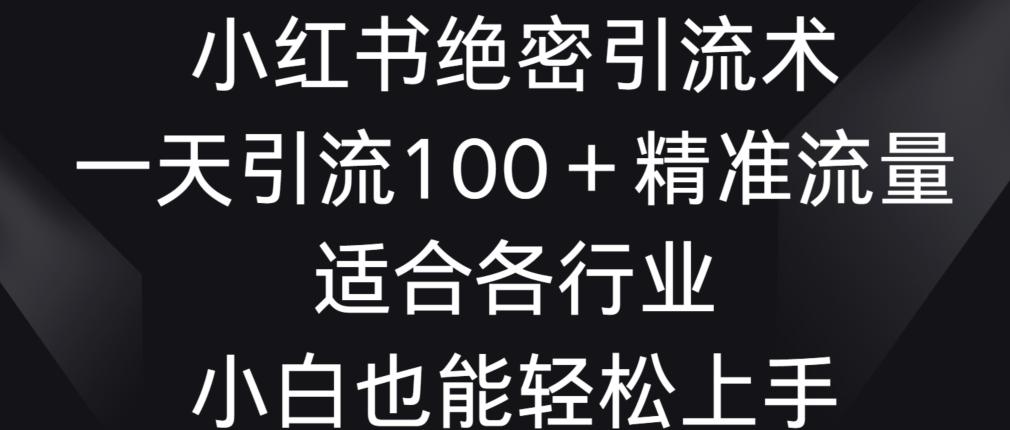 小红书绝密引流术，一天引流100+精准流量，适合各个行业，小白也能轻松上手【揭秘】-菜菜网创