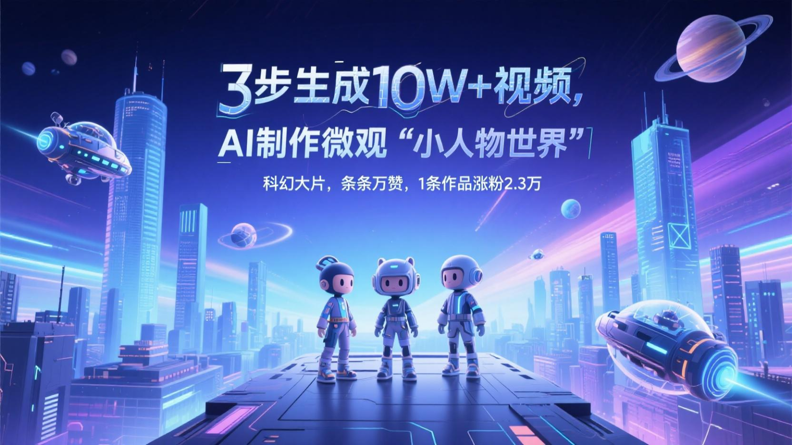 三步生成10W+视频，AI制作微观“小人物世界”科幻大片，条条万赞，1条作品涨粉2.3万-菜菜网创