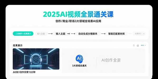 （15762期）2025AI视频全景通关课：涵盖创作/商业/职场3大领域 掌握AI全场景应用-菜菜网创