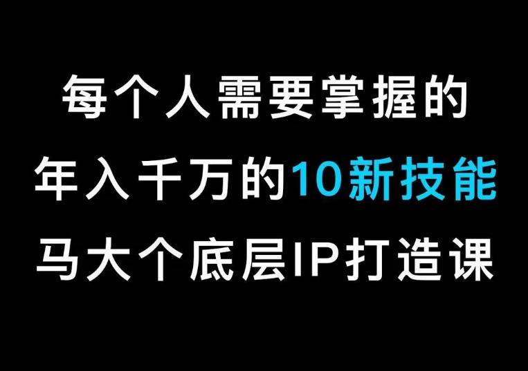 马大个的IP底层逻辑课，​每个人需要掌握的年入千万的10新技能，约会底层IP打造方法！-菜菜网创