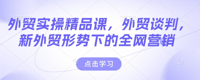 外贸实操精品课，外贸谈判，新外贸形势下的全网营销-菜菜网创