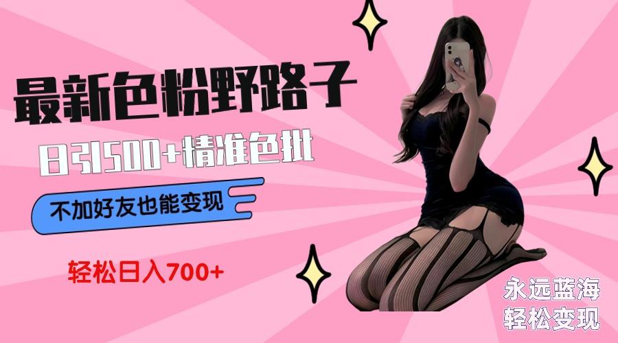 最新色粉变现野路子，日引500+老色批 可不加好友直接变现 小白轻松日入700+-菜菜网创