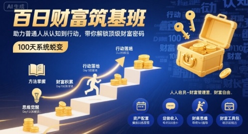 百日财富筑基班，助力普通人从认知到行动，带你解锁顶级财富密码-菜菜网创