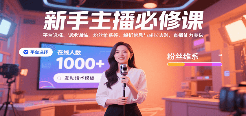 新手主播必修课：平台选择、话术训练、粉丝维系等，解析禁忌与成长法则，突破直播能力-菜菜网创