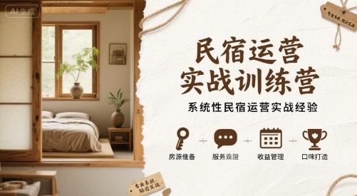 民宿运营实战训练营，系统性民宿运营实战经验-菜菜网创