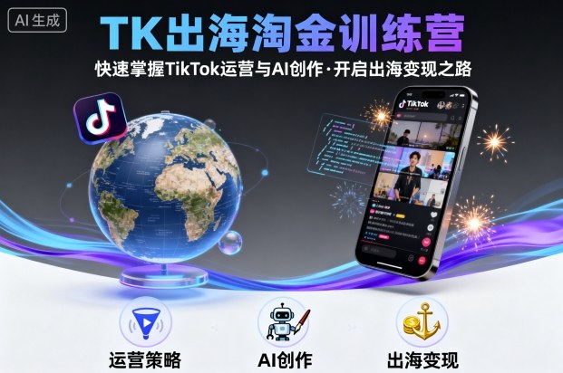 TK出海淘金训练营，助你快速掌握TikTok运营与AI创作，开启出海变现之路-菜菜网创