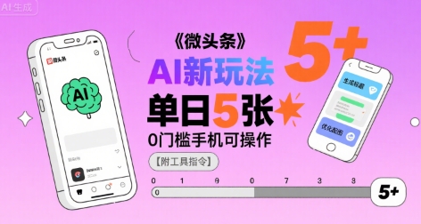 微头条AI新玩法，小白单日5张+，0门槛手机可操作【附工具指令】-菜菜网创