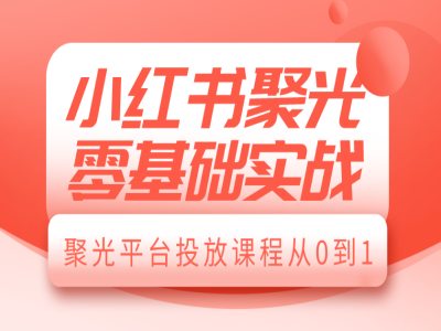 小红书聚光零基础实战，聚光平台投放课程从0到1-菜菜网创