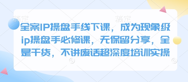 全案IP操盘手线下课，成为现象级ip操盘手必修课，无保留分享，全是干货，不讲废话超深度培训实操-菜菜网创