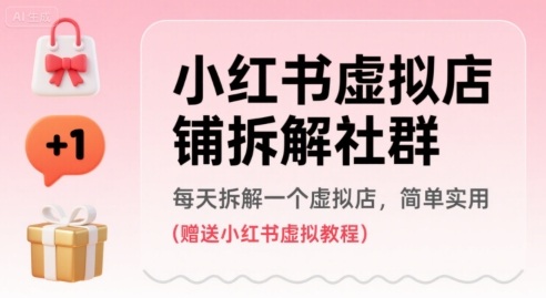 小红书虚拟店铺拆解社群，每天拆解一个虚拟店，简单实用(赠送小红书虚拟教程)-菜菜网创