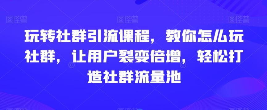 玩转社群引流课程，教你怎么玩社群，让用户裂变倍增，轻松打造社群流量池-菜菜网创
