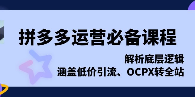 拼多多运营必备课程，解析底层逻辑，涵盖低价引流、OCPX转全站-菜菜网创