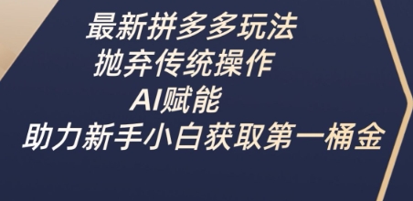 最新拼多多玩法，抛弃传统操作，AI赋能，助力新手小白获取第一桶金-菜菜网创