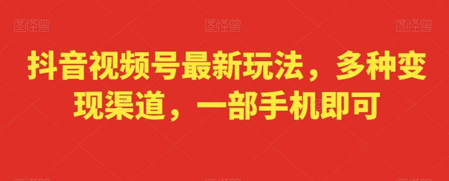 抖音视频号最新玩法，多种变现渠道，一部手机即可-菜菜网创