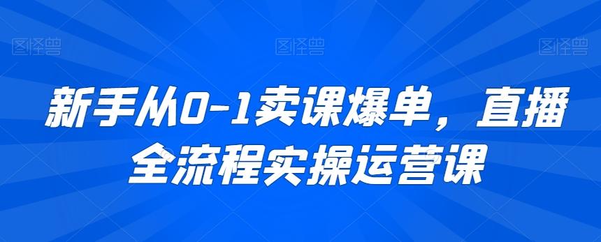 新手从0-1卖课爆单，直播全流程实操运营课-菜菜网创