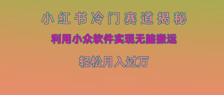 小红书冷门赛道揭秘,利用小众软件实现无脑搬运，轻松月入过万-菜菜网创