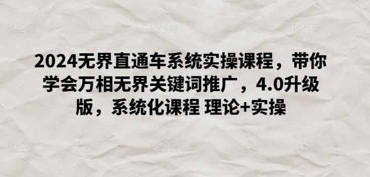 2024无界直通车系统实操课程，带你学会万相无界关键词推广，4.0升级版，系统化课程 理论+实操-菜菜网创