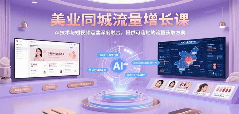 美业同城流量增长课，AI技术与短视频运营深度融合，提供可落地的流量获取方案-菜菜网创