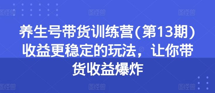 养生号带货训练营(第13期)收益更稳定的玩法，让你带货收益爆炸-菜菜网创